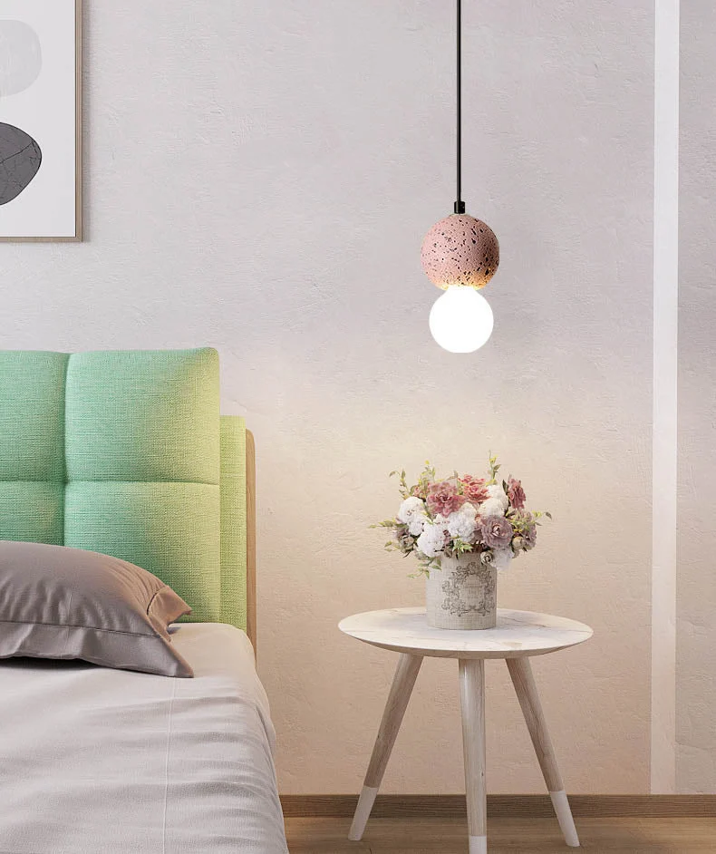 pendant light terrazzo pink bedside