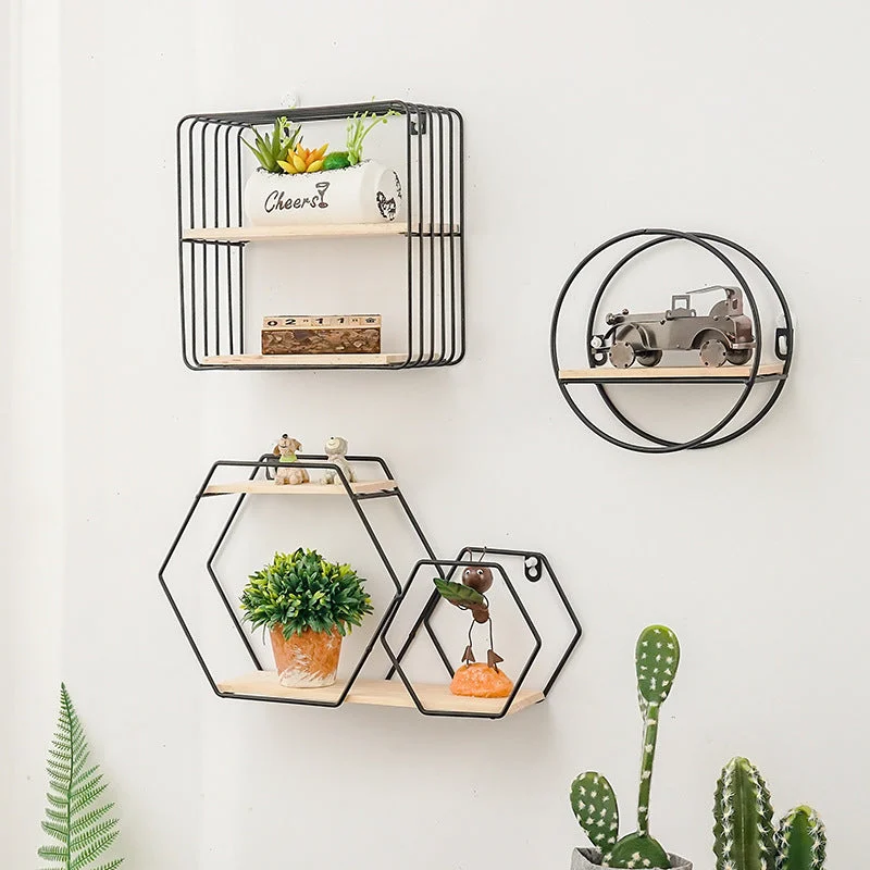 geometry nordic gold wall shelf