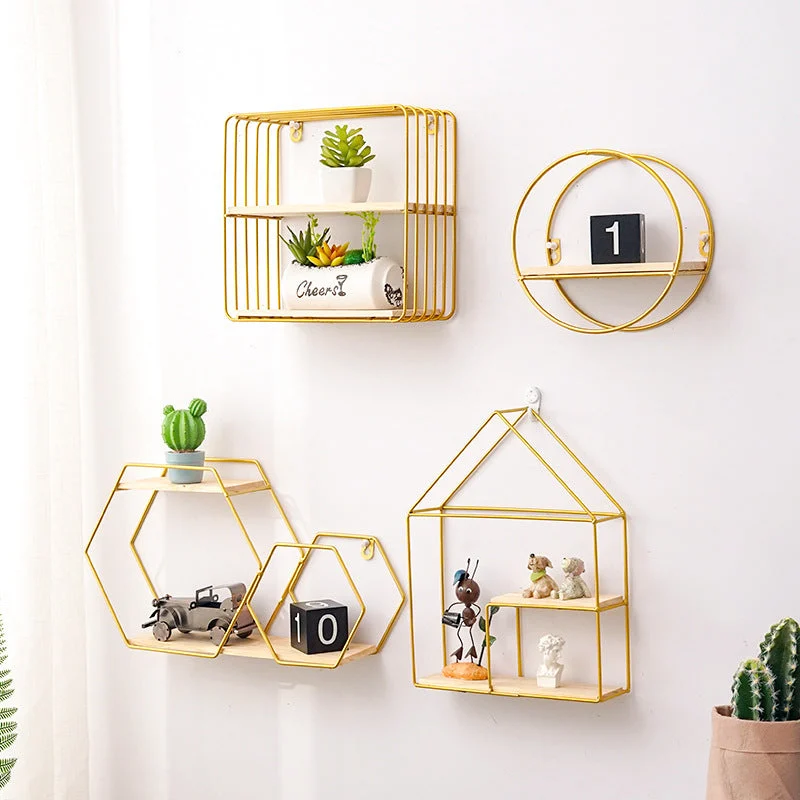 geometry nordic gold wall shelf