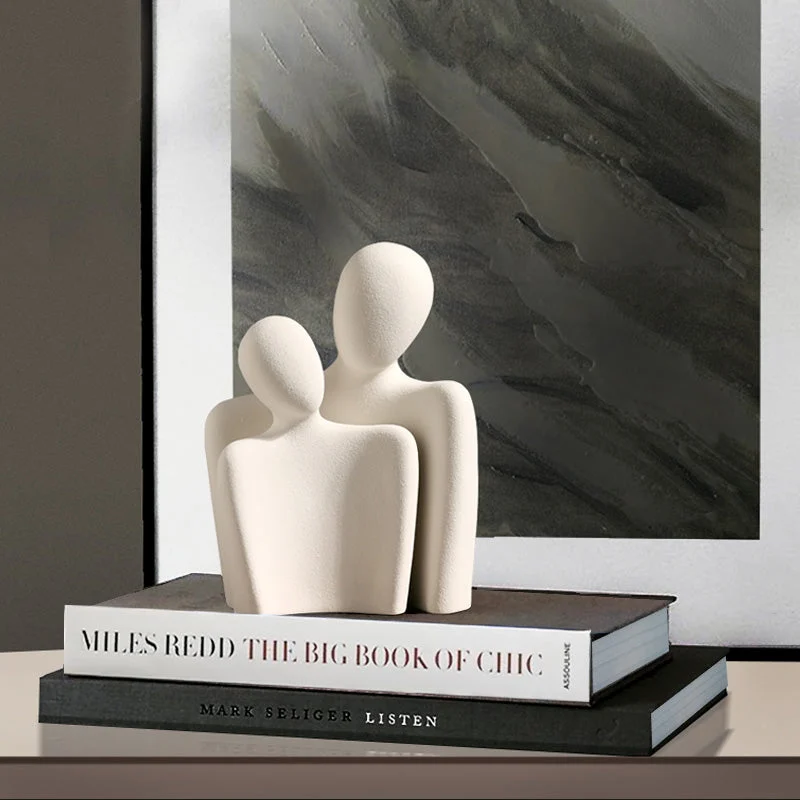 grey color abstract nordic couple sculpture home decor matt texture