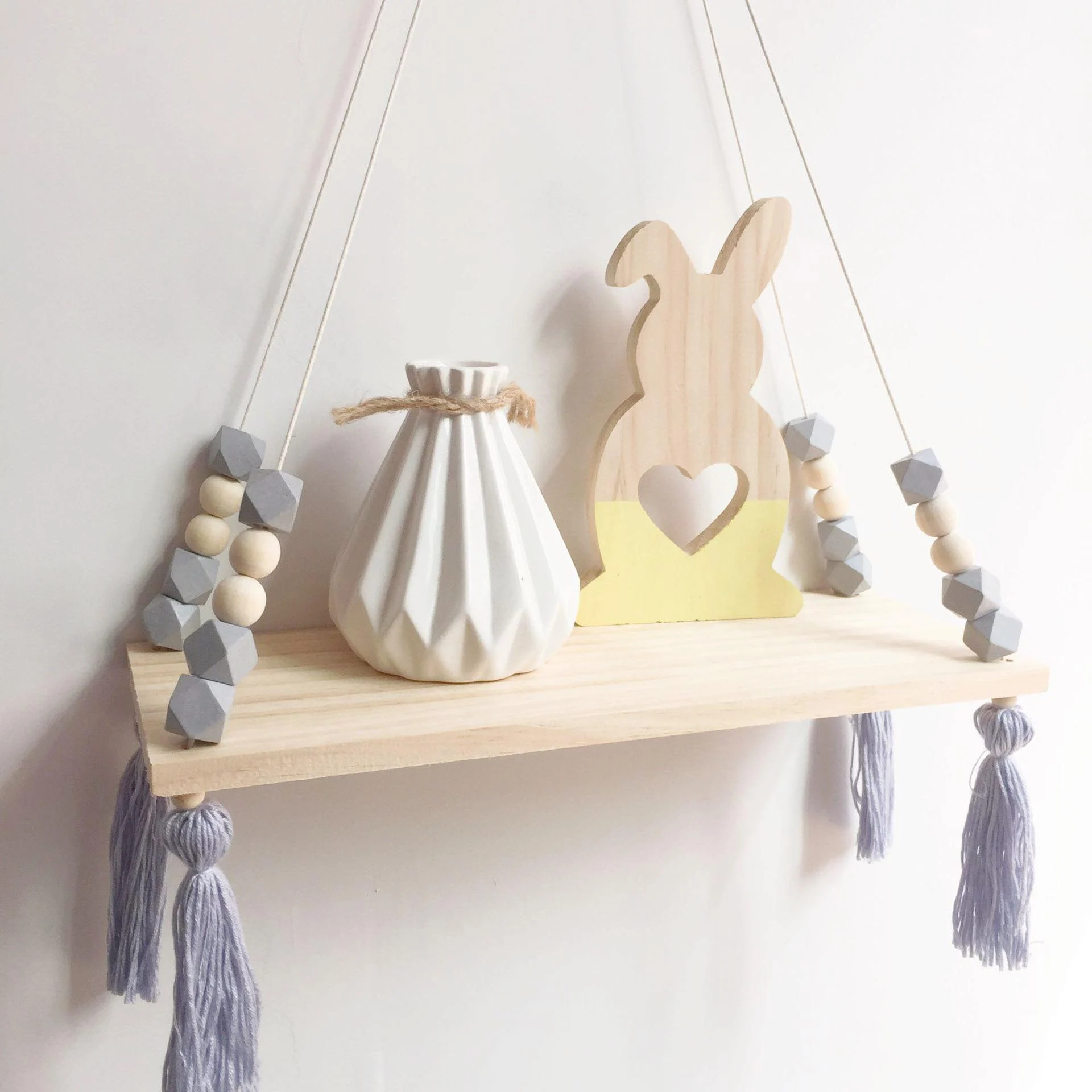 kids hanging wall shelf with tassel