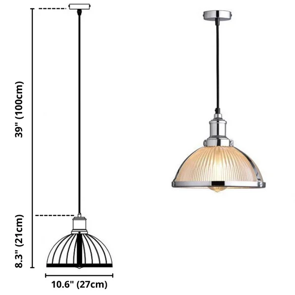 Thatcher retro glass pendant light dimensions