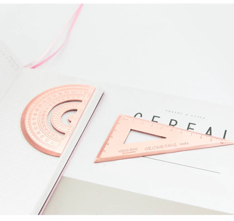 rose gold ruler set stylish office supply