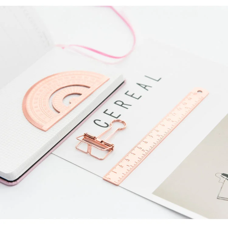 rose gold ruler set stylish office supply