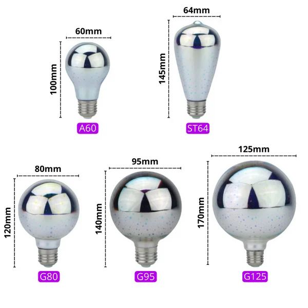 Homeko LED Light Bulbs Dimensions