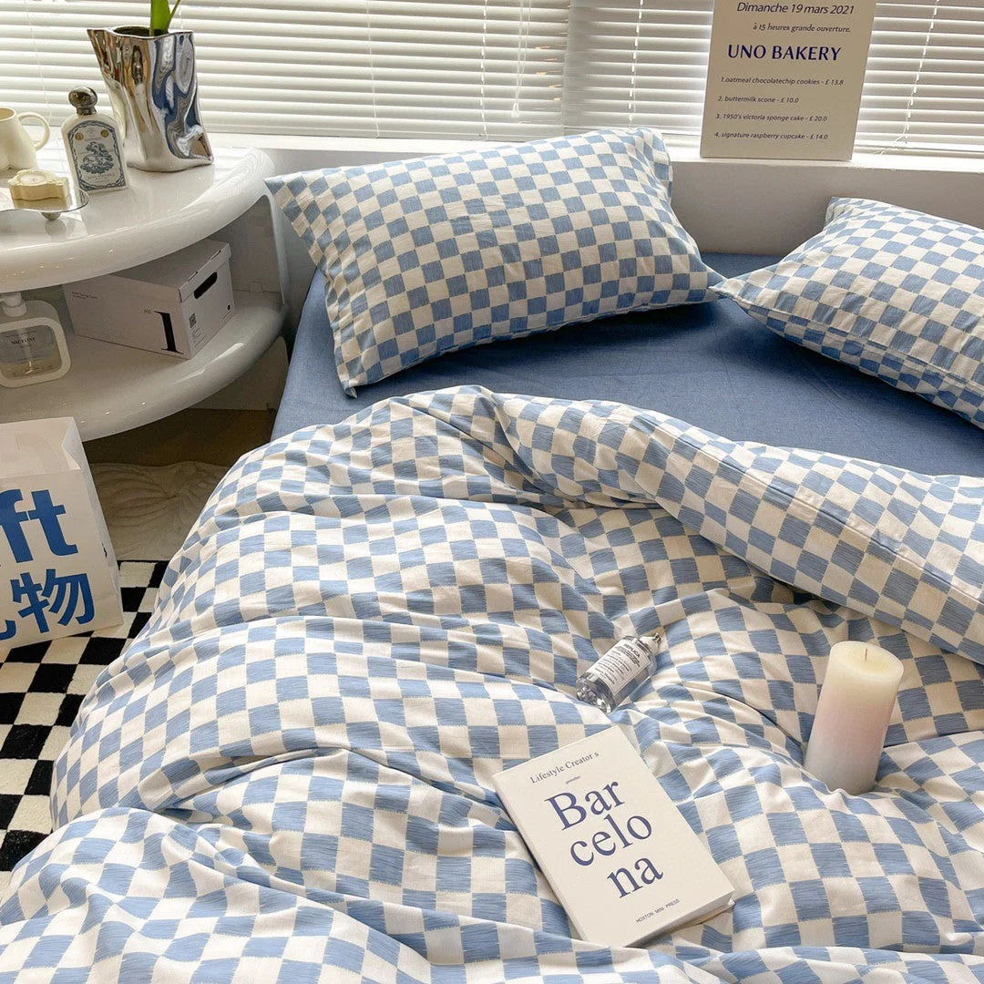 Danish Aesthetic Check Pattern Bedding Set