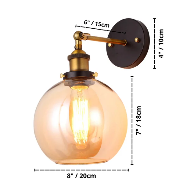 Dimensions of Globe Homeko Glass Wall Lamp