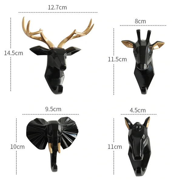 Animals Head Key Hook Wall Hanger Rack Holder