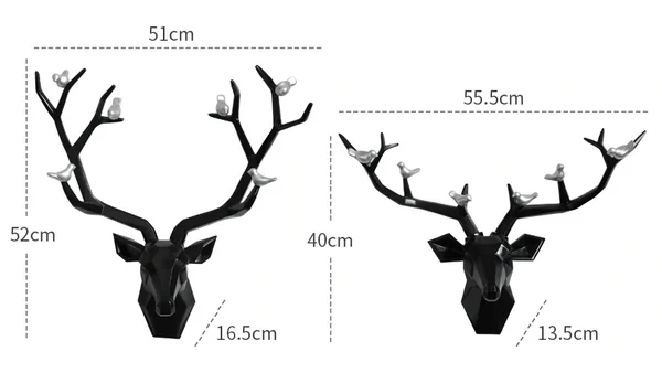 3D Deer Head & Bird Statue Home Wall Decor