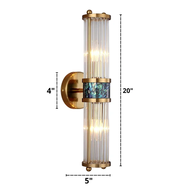 Homeko Crystal Wall Light two bulb dimensions