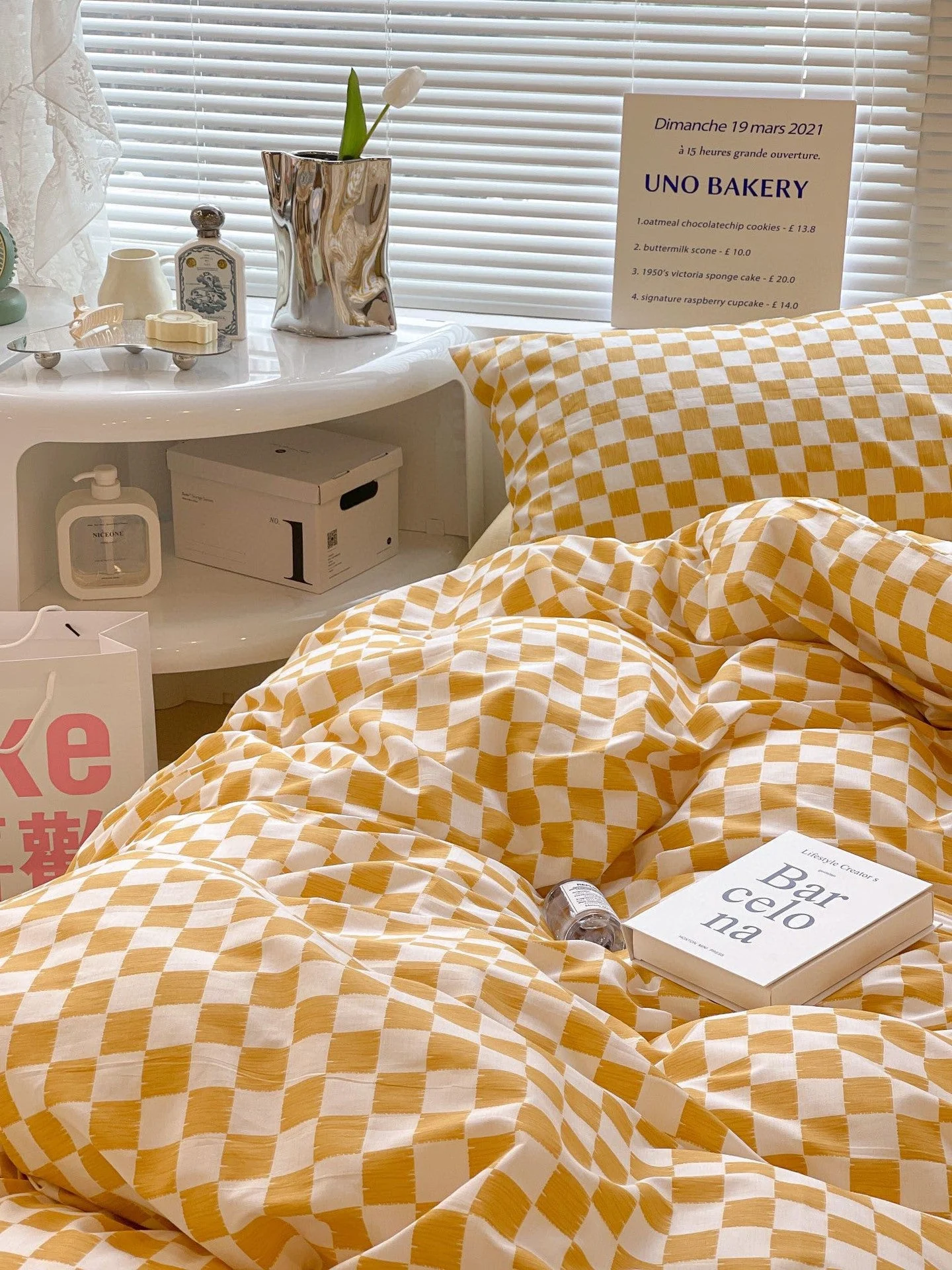 Danish Aesthetic Check Pattern Bedding Set