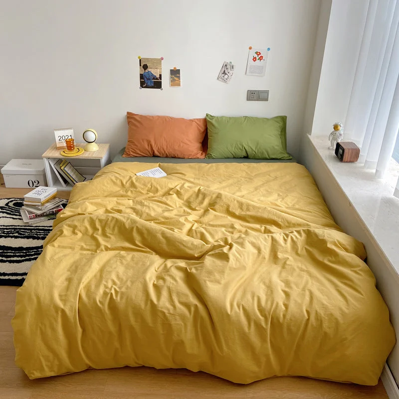 Earthy Orange Green Yellow Color Mix Bedding Set