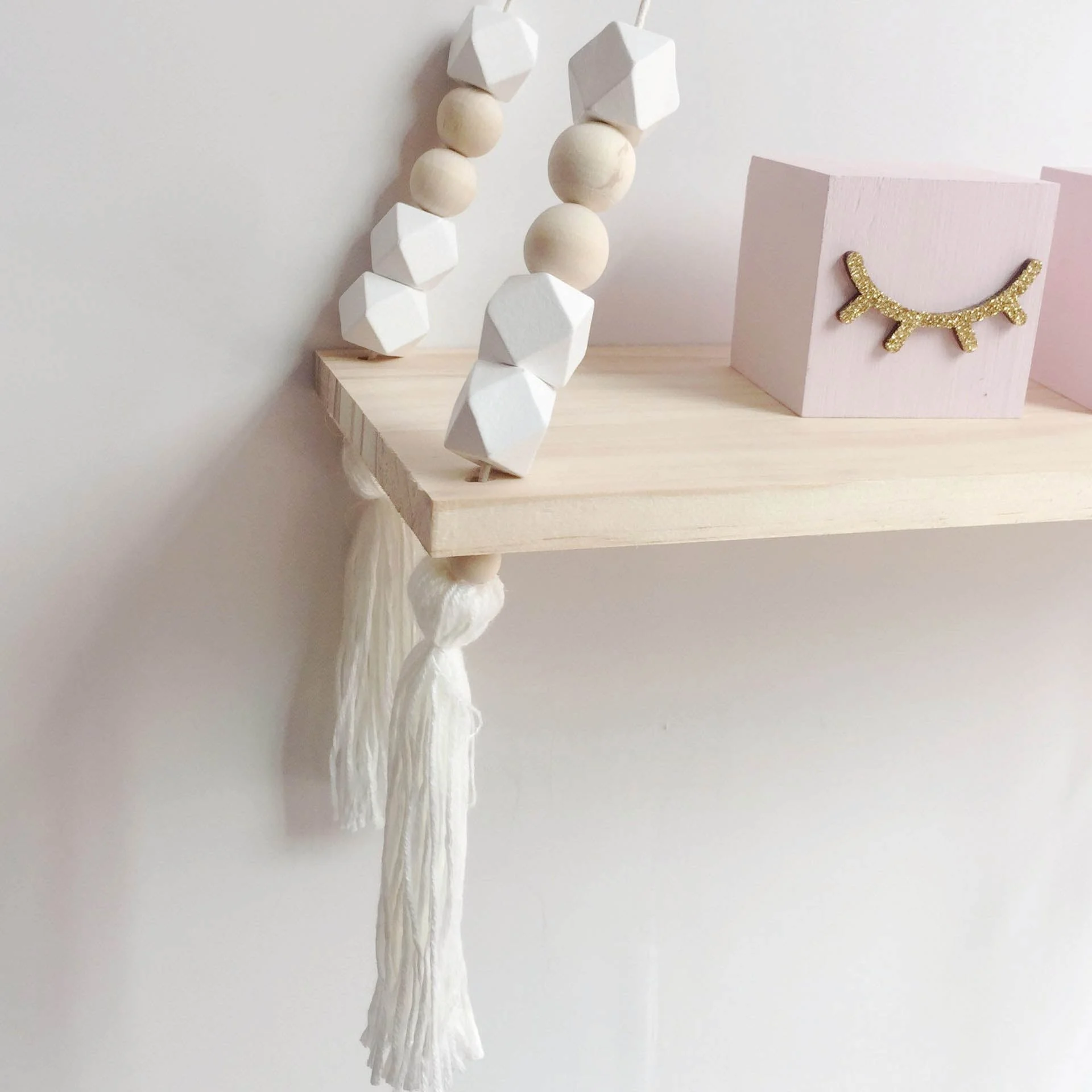 kids hanging wall shelf with tassel