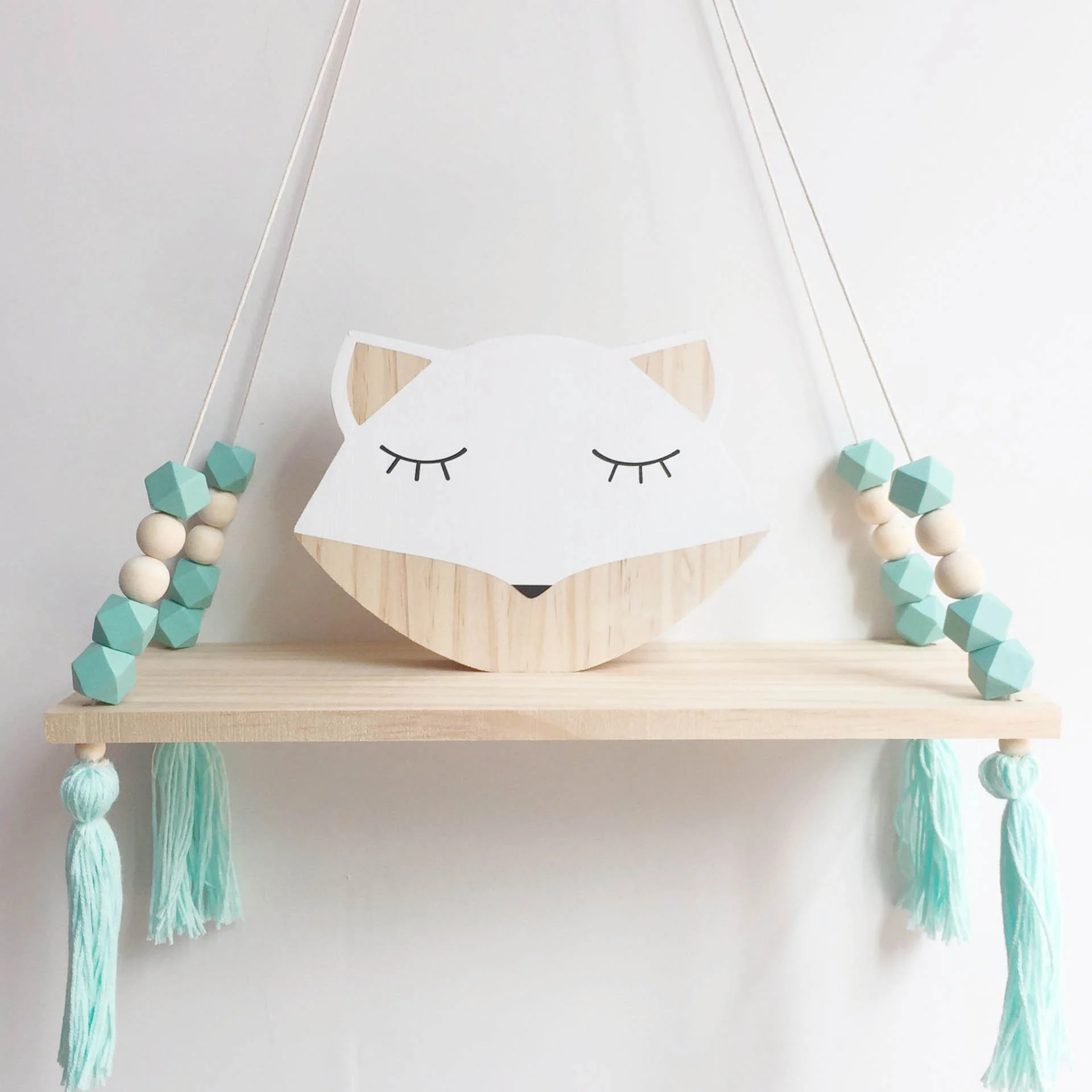 kids hanging wall shelf with tassel