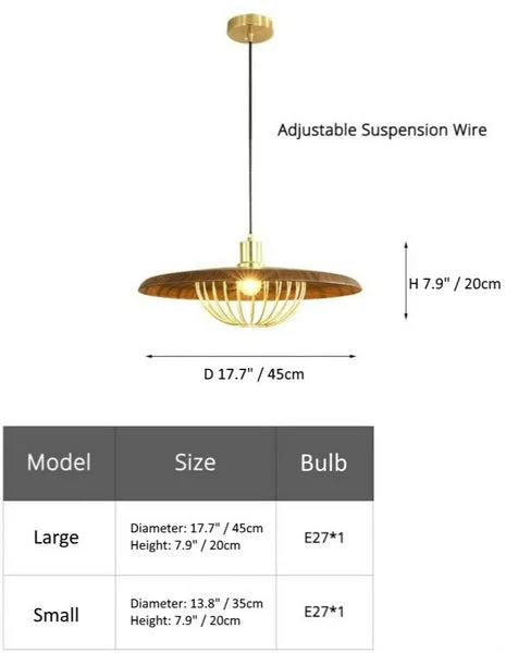 Dimensions of Contemporary Japanese Hanging Lamps