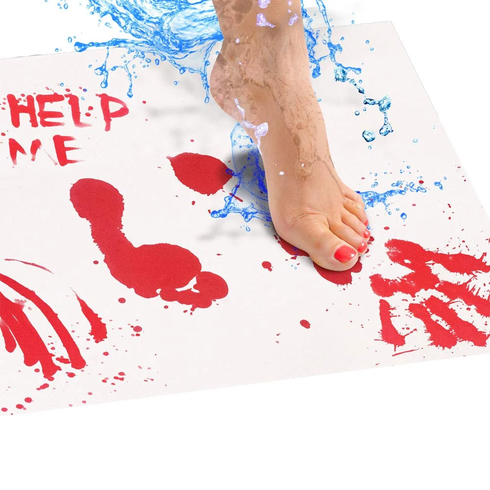 Amazon.com: Bloody Bath Mat - The Original Color Changing Sheet That Turns  Red When Wet – Funny Gag Gifts - Footprints Disappear Like Magic – Novelty  Prank Gifts (40"x17") : Baby