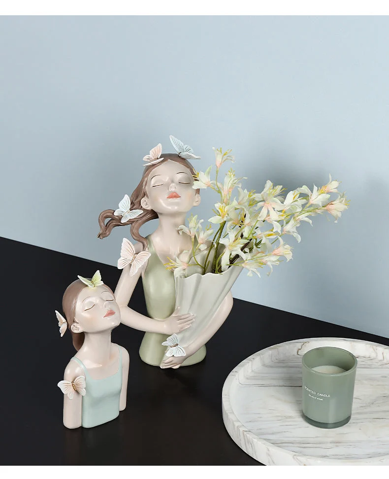 butterfly maiden with a flower bouquet, perfect for home and garden decor