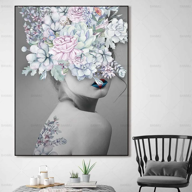 Gorgeous flower canvas lipstick art