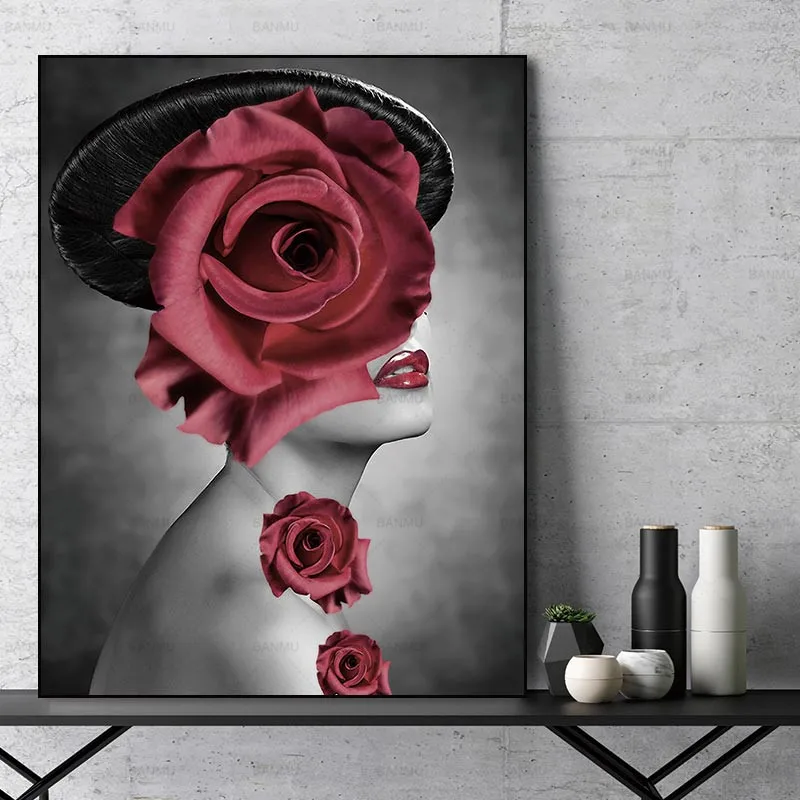 Lady with a rose wearing a tophat