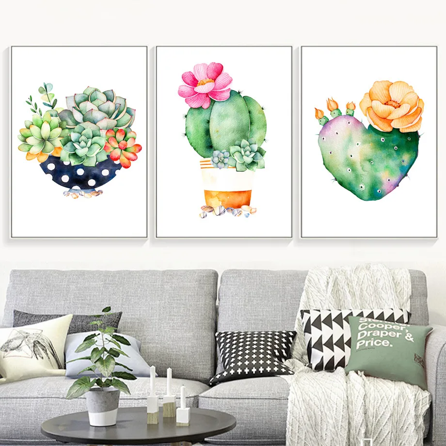 AFFLATUS-Cactus-Succulent-Plant-Canvas-Painting-Nordic-Poster-Wall-Art-Prints-Watercolor-Wall-Pictures-For-Living (3)