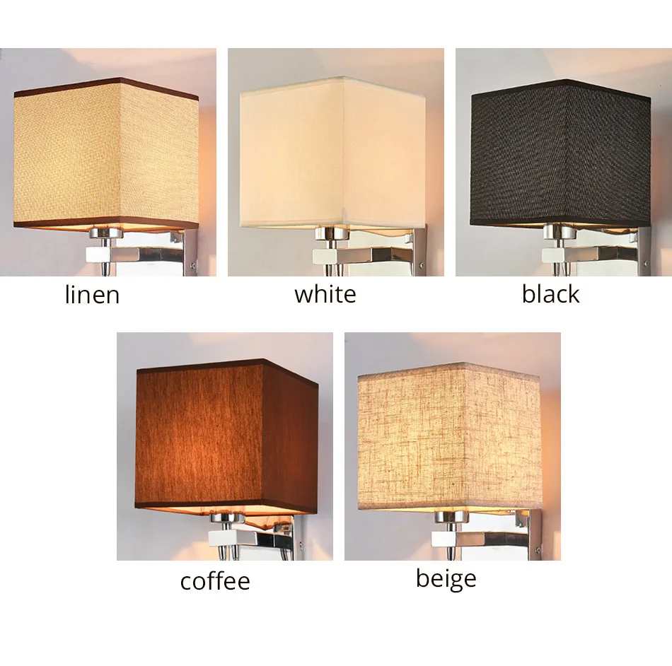 Modern Indoor LED Wall Lamp Bedside Bedroom Applique Sconce With Switch USB E27 Bulb Interior Headboard Home Hotel Wall Lights (3)