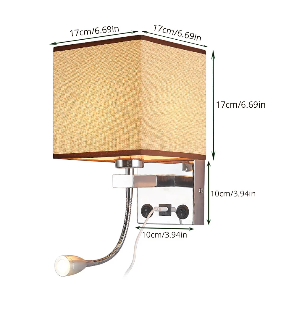 Modern Indoor LED Wall Lamp Bedside Bedroom Applique Sconce With Switch USB E27 Bulb Interior Headboard Home Hotel Wall Lights (8)