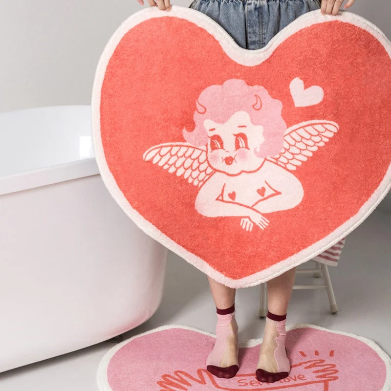 Angel Graphic Retro Heart Shape Area Rugs