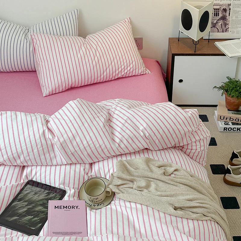 Pink Stripes Bedding Set