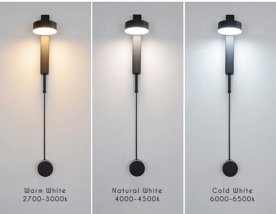 Black Color Nordic Minimalist Elegant Rotatable Wall Lamp