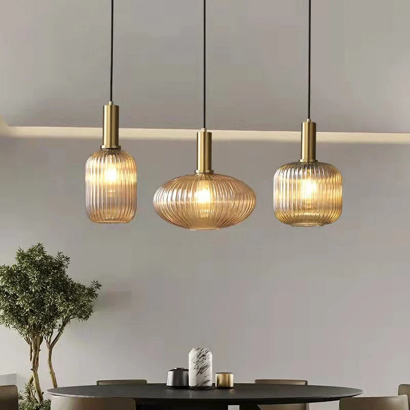 Nordic Ribbed Glass Pendant Light