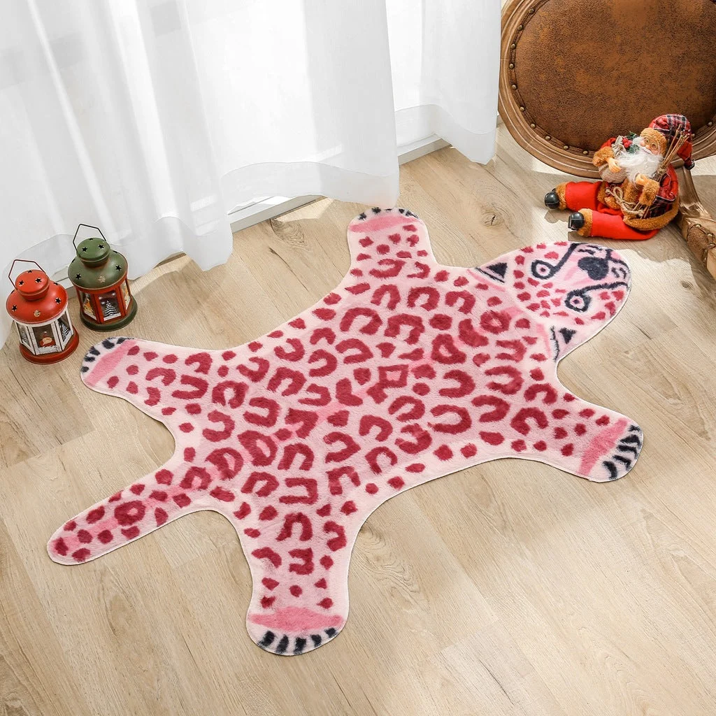 Pink Leopard Print Rug