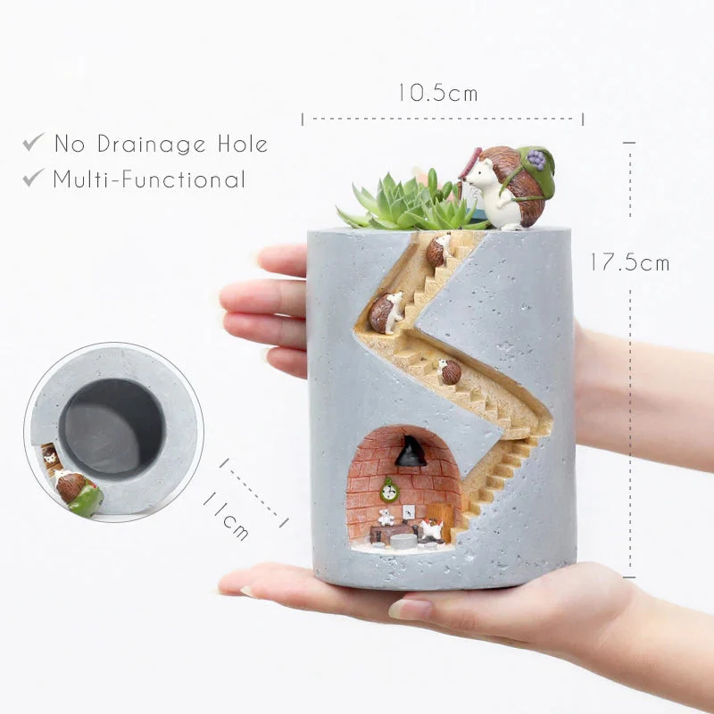 charming animal family home plant pot