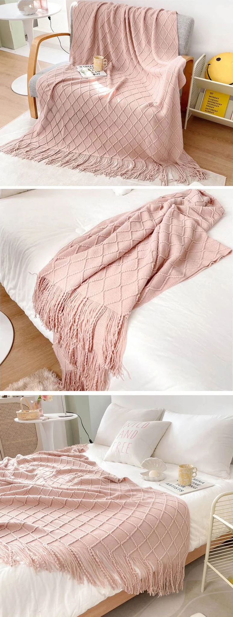 knitted blanket diamond texture