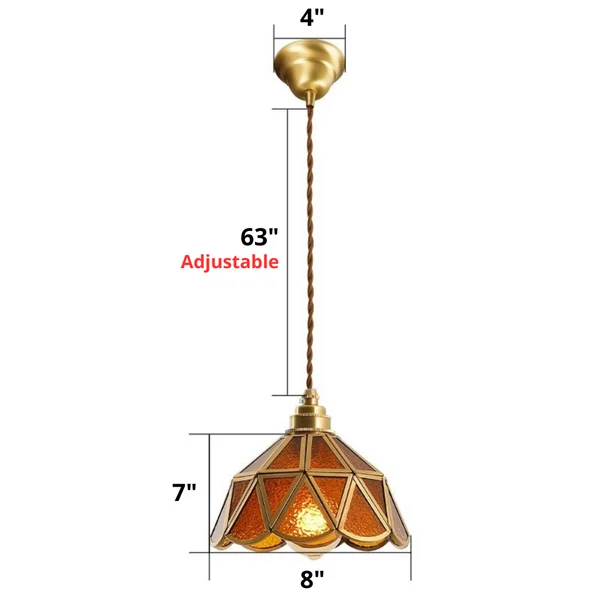 Classic Stained Glass Pendant Light Dimensions