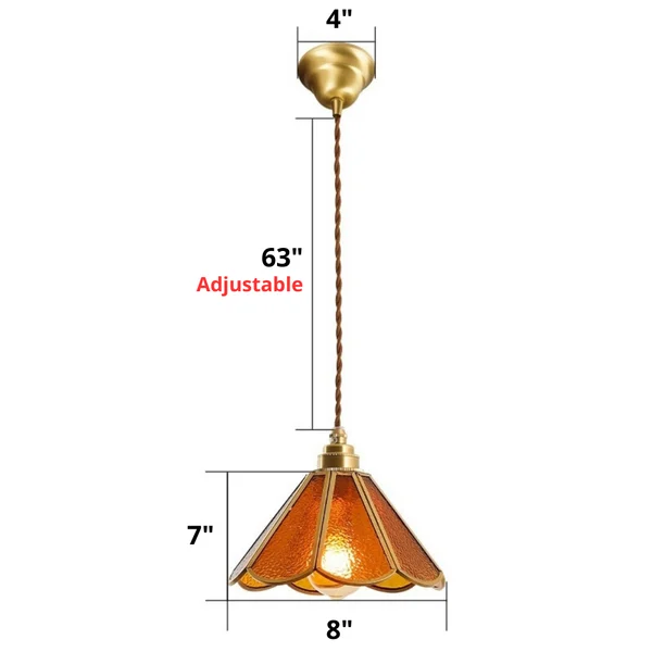 Cone Style Stained Glass Pendant Light Dimensions