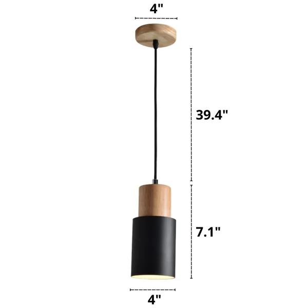 Miravique Nordic Wood Base Pendant Light Dimensions