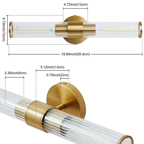 Homeko-Bulb Fluted Glass Wall Sconce Dimensions