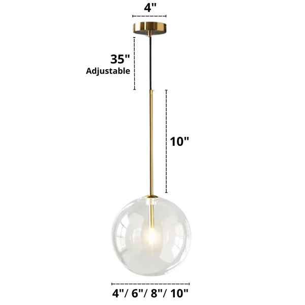 Miravique Modern Glass Globe Pendant Lights Dimensions