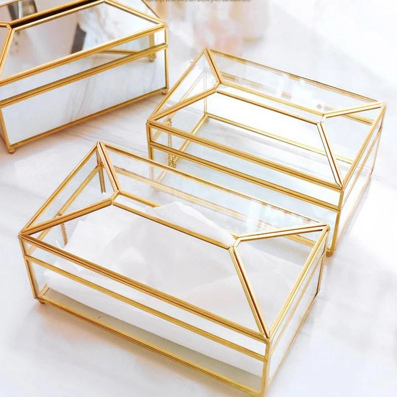 Elegant tissue box with gold edges home decor