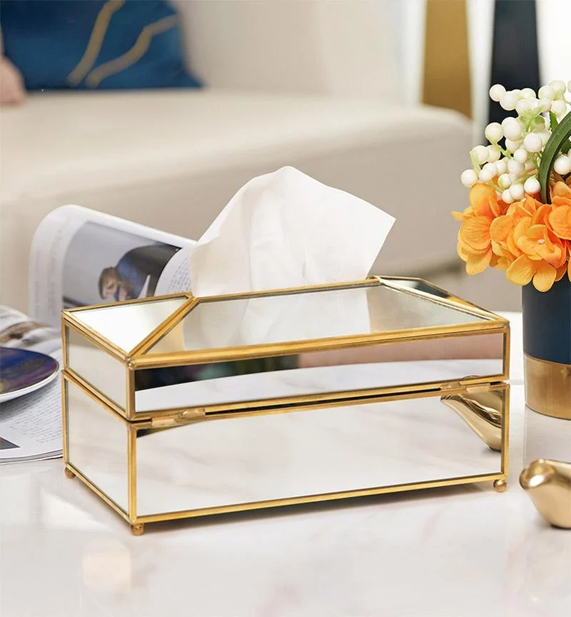 Elegant tissue box with gold edges home decor