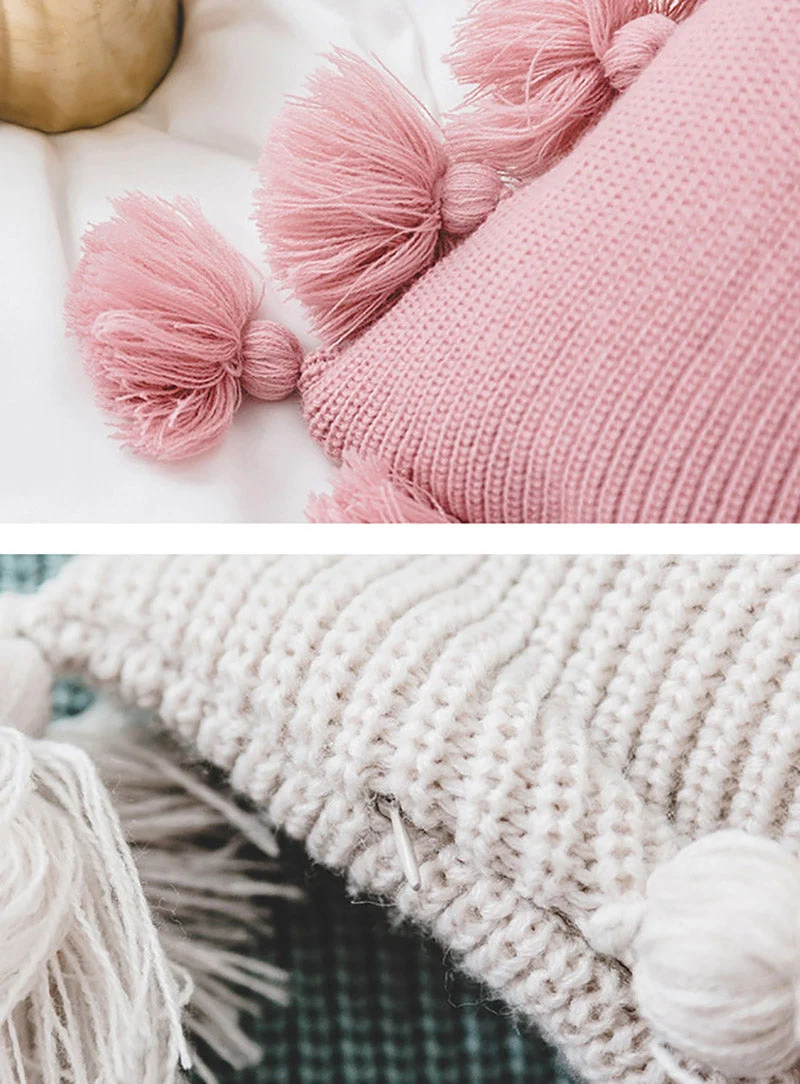 Boho pompom tassel pillow cushions decor