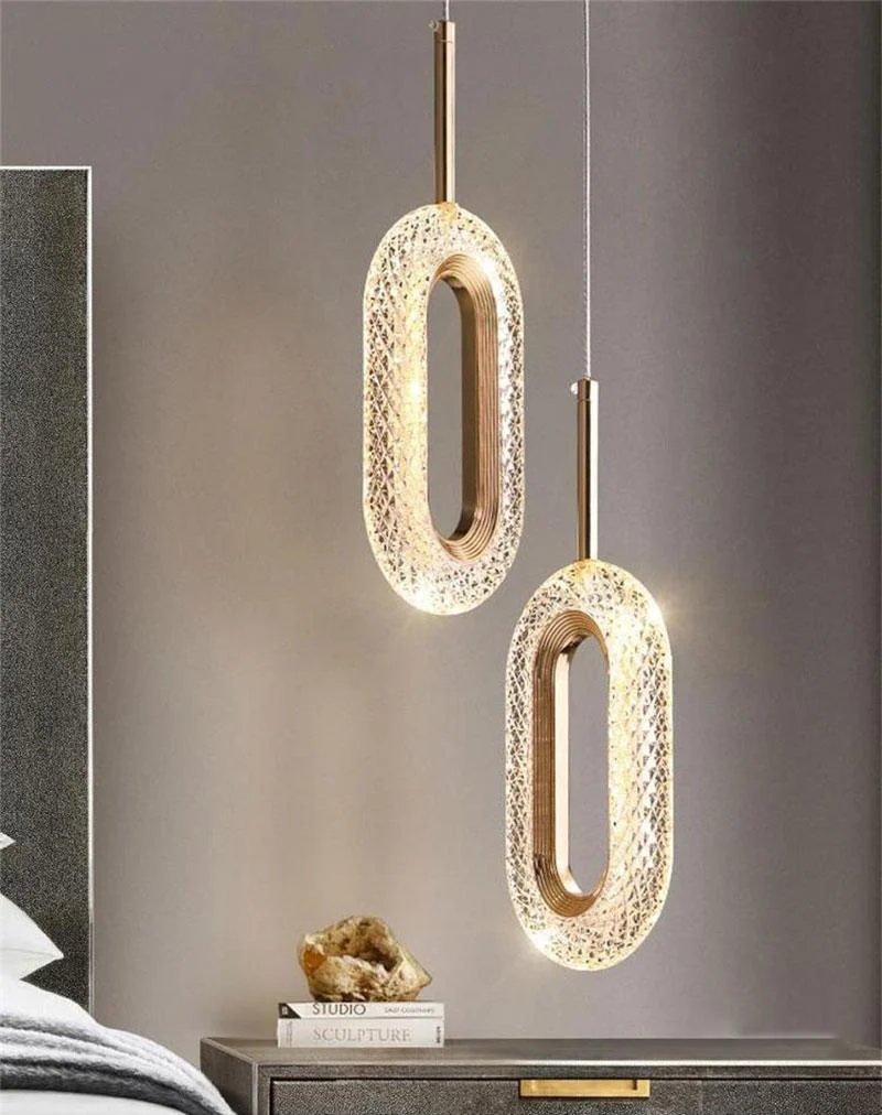 Luxury diamond ring gold pendant light for living room bedroom chandelier lighting modern design