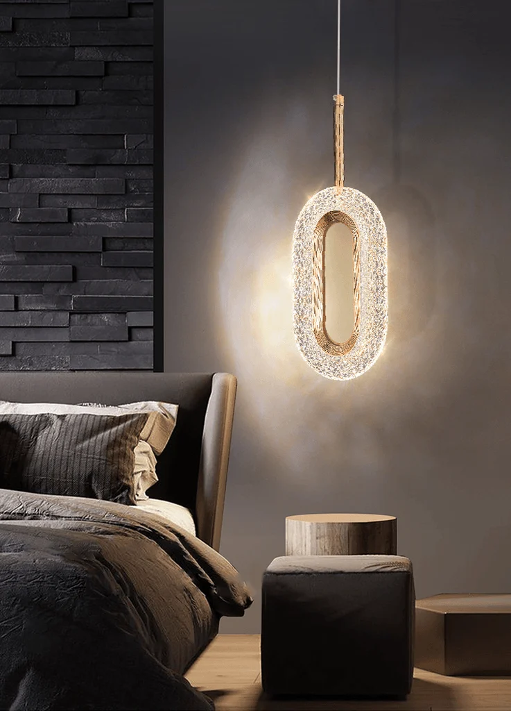 Modern Luxury diamond ring gold pendant light for bedside lamp, living room, bedroom chandelier lighting modern design