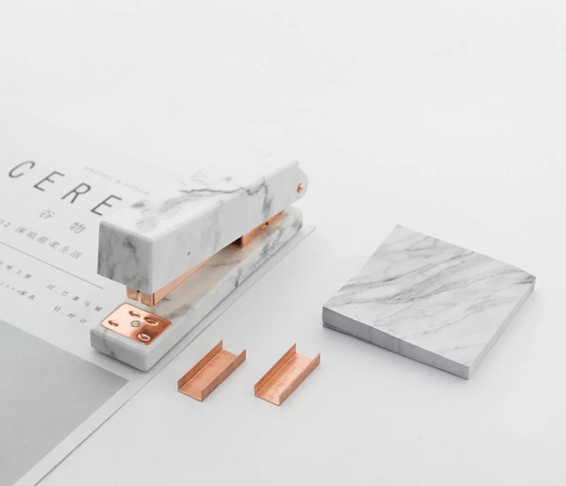 rose gold marble stapler