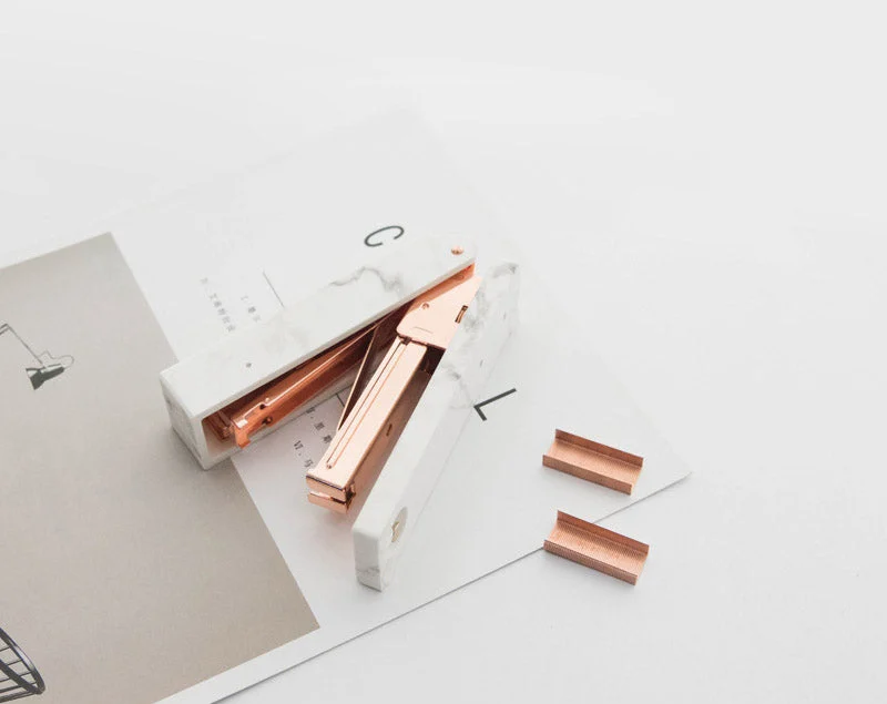 rose gold marble stapler