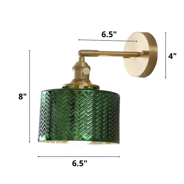 Homeko Nordic Green Glass Wall Sconce Dimensions