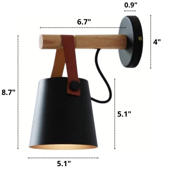 Nordic Wood Hanging Wall Lamps Dimensions