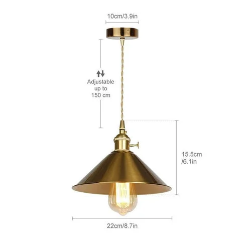 Homeko Brass Pendant Light Dimensions