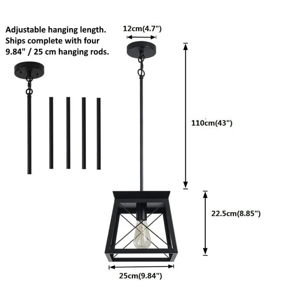 Dimensions of the Retro Pennant Light Fixture