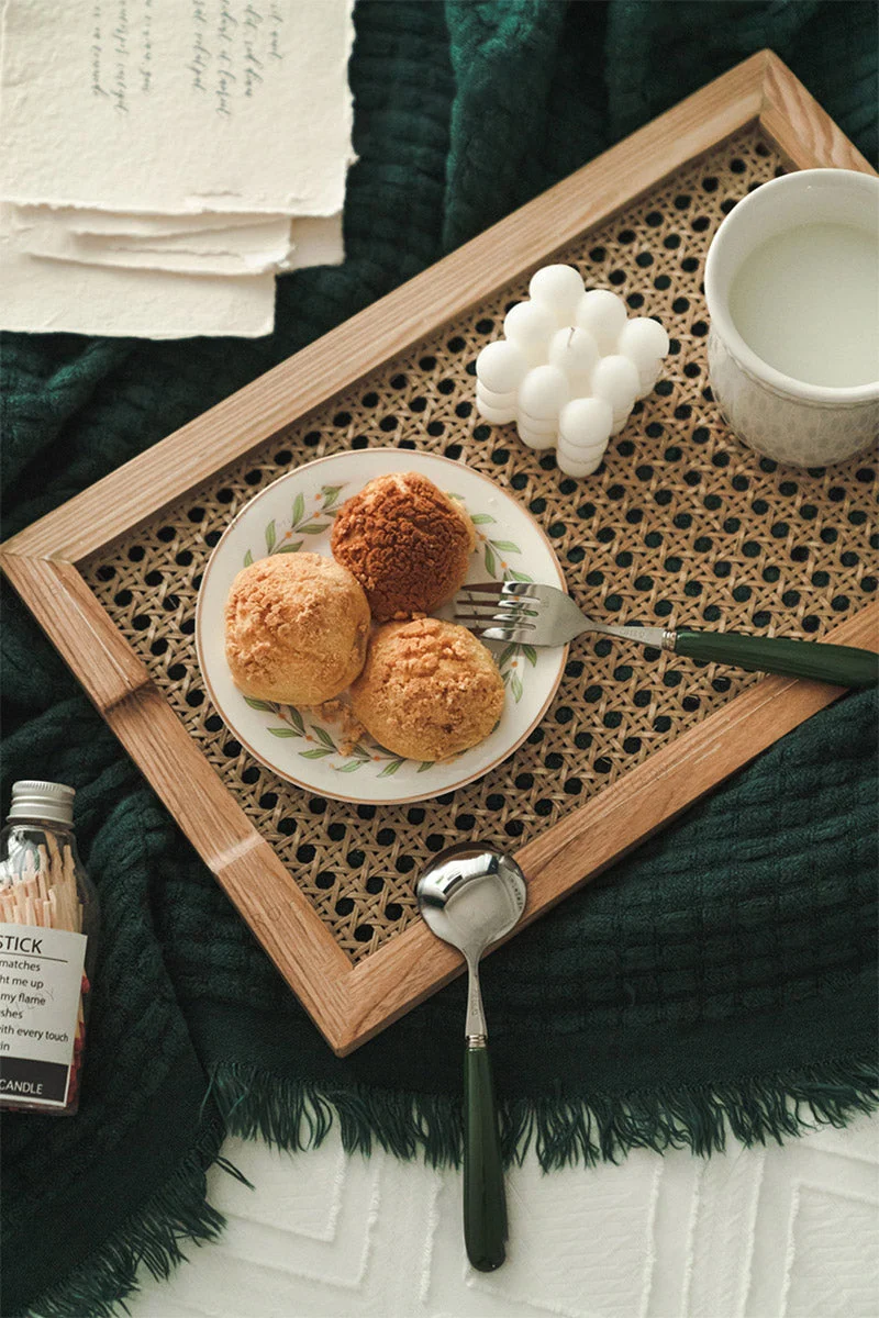 Rattan trays breakfast aesthetic room decor